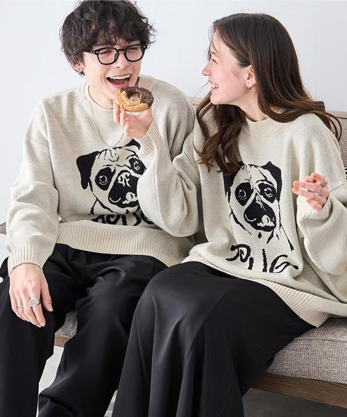 『希少』　ヴィヴィアン　エイジング加工　ニット　オーブ刺繍　グレー　【M】 ANY（エニィ） ニット セーター 「洗濯機可」モールニットプルオーバー