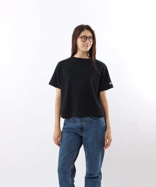 Champion(チャンピオン)の「【Champion/チャンピオン】レディース ショートスリーブTシャツ(Tシャツ/カットソー・レディース・ブラック/オフホワイト/ダークグリーン・LARGE/MEDIUM)」の1枚目の写真