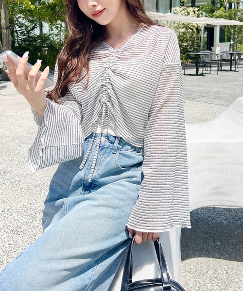 専用♡オーストラリア ふんわりボリュームのプリーツフレアスリーブ パールシャツ パール釦フレアスリーブシャツワンピース | natural couture