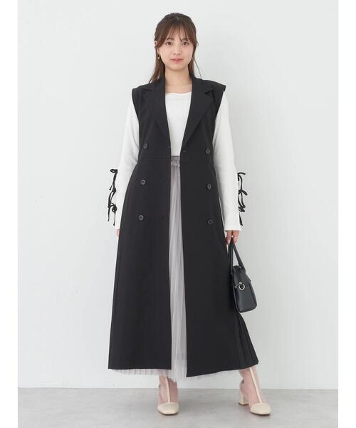 earth music&ecology（アースミュージックアンドエコロジー）の「サイドプリーツジレンチ（ベスト・レディース・その他8/グレー/ブラック・FREE）」の5枚目の写真