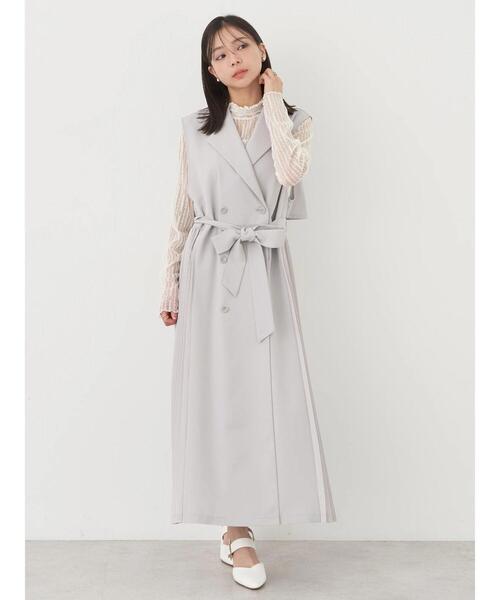 earth music&ecology（アースミュージックアンドエコロジー）の「サイドプリーツジレンチ（ベスト・レディース・その他8/グレー/ブラック・FREE）」の7枚目の写真