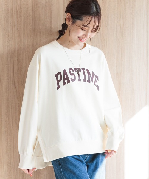 GLOBAL WORK（グローバルワーク）の「乾きやすいスウェットプリント長袖/975599（Tシャツ/カットソー・レディース・ベージュ系その他3/ネイビー系8/アイボリー系7/スミクロ/杢グレー/アイボリー系8・LARGE/MEDIUM）」の5枚目の写真