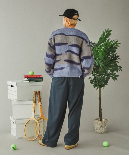 Adoon plain（アドーンプレーン）の「シャギー波紋ボーダーニット（ニット/セーター・メンズ・ブルー・MEDIUM/LARGE）」の7枚目の写真