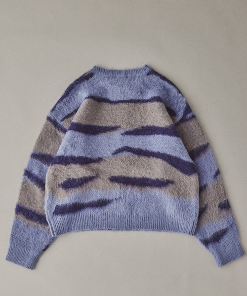 Adoon plain（アドーンプレーン）の「シャギー波紋ボーダーニット（ニット/セーター・メンズ・ブルー・MEDIUM/LARGE）」の9枚目の写真