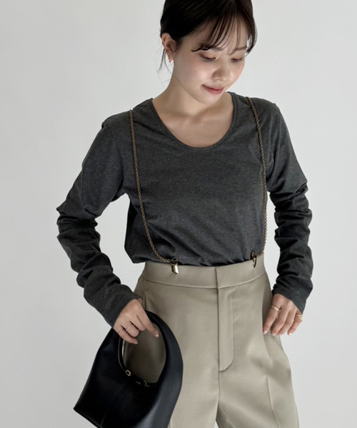 plage（プラージュ）の「2WAY NECK L/S Tシャツ（Tシャツ/カットソー・レディース・ホワイト/チャコールグレー/グレー・FREE）」の6枚目の写真