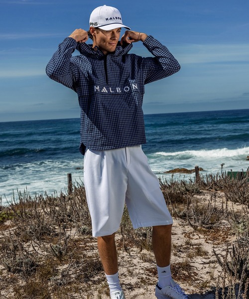 MALBON ギンガムチェックアノラックフーディー【adidas Golf