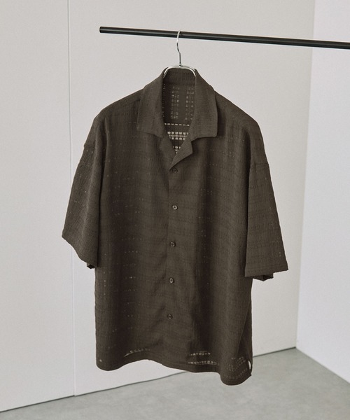 EMMA CLOTHES(エマクローズ)の「ジャガードニットルーズオープンカラーシャツ(シャツ/ブラウス・メンズ・ブラック/グリーン/ブラウン/ブルー/チャコール・L/M)」の8枚目の写真