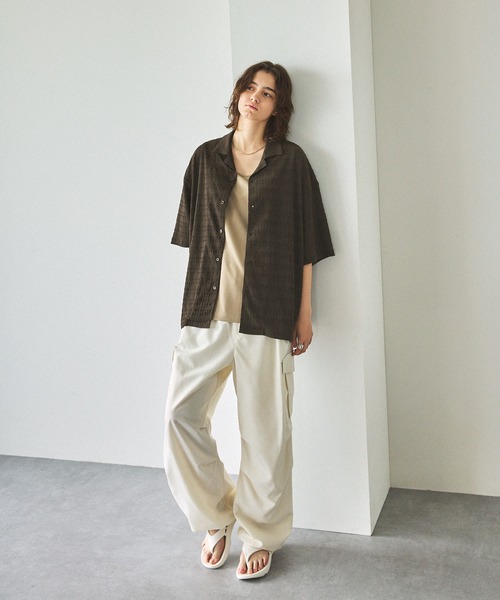 ジャガードニットルーズオープンカラーシャツ EMMA CLOTHES 2024SS 