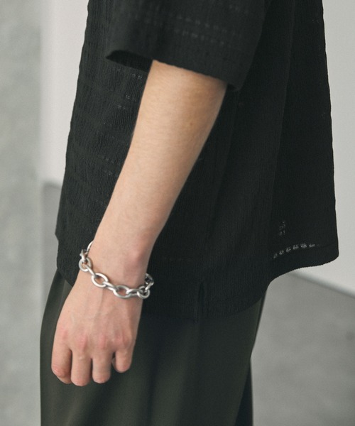 EMMA CLOTHES(エマクローズ)の「ジャガードニットルーズオープンカラーシャツ(シャツ/ブラウス・メンズ・ブラック/グリーン/ブラウン/ブルー/チャコール・L/M)」の21枚目の写真