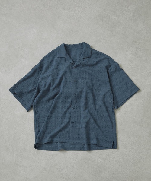 ジャガードニットルーズオープンカラーシャツ EMMA CLOTHES 2024SS 