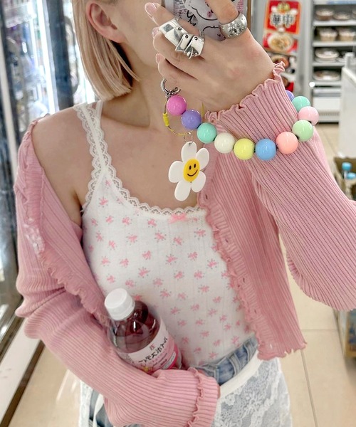 Alley by w closet(アリーバイダブルクローゼット)の「【Alley】ロゴ刺しゅうリブカーディガン(カーディガン/ボレロ・レディース・ブラック/オフホワイト/イエロー/ピンク・FREE)」の16枚目の写真