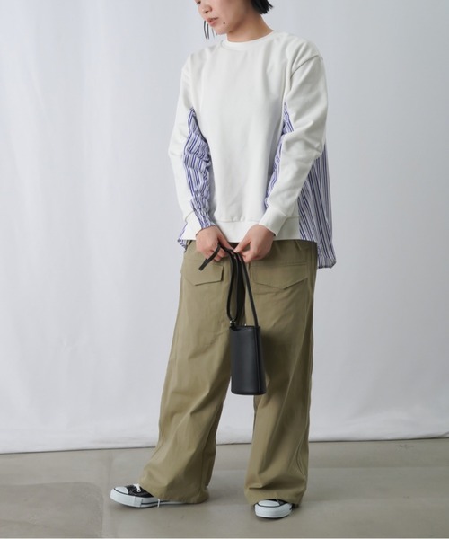 LUCA/LADY LUCK LUCA（ルカ/レディラックルカ）の「LC/LLL ストライプドッキングカットソー / 布帛切り替えカットソー（Tシャツ/カットソー・レディース・ブラック/ブルー/オフホワイト・FREE）」の10枚目の写真