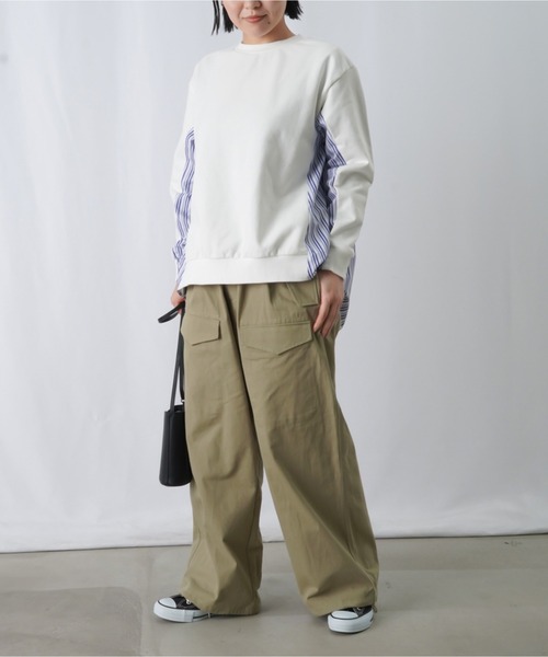 LUCA/LADY LUCK LUCA（ルカ/レディラックルカ）の「LC/LLL ストライプドッキングカットソー / 布帛切り替えカットソー（Tシャツ/カットソー・レディース・ブラック/ブルー/オフホワイト・FREE）」の11枚目の写真