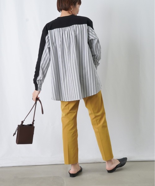 LUCA/LADY LUCK LUCA（ルカ/レディラックルカ）の「LC/LLL ストライプドッキングカットソー / 布帛切り替えカットソー（Tシャツ/カットソー・レディース・ブラック/ブルー/オフホワイト・FREE）」の17枚目の写真