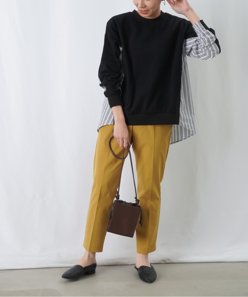 LUCA/LADY LUCK LUCA（ルカ/レディラックルカ）の「LC/LLL ストライプドッキングカットソー / 布帛切り替えカットソー（Tシャツ/カットソー・レディース・ブラック/ブルー/オフホワイト・FREE）」の18枚目の写真