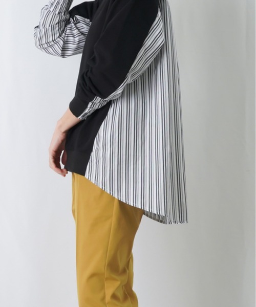 LUCA/LADY LUCK LUCA（ルカ/レディラックルカ）の「LC/LLL ストライプドッキングカットソー / 布帛切り替えカットソー（Tシャツ/カットソー・レディース・ブラック/ブルー/オフホワイト・FREE）」の20枚目の写真