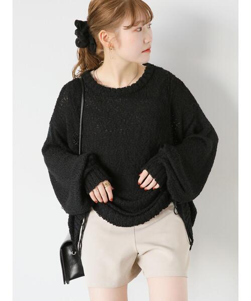 ehka sopo(エヘカソポ)の「ポコポコドロストニット(ニット/セーター・レディース・ピンク/ブラック/オフホワイト/サックスブルー・F)」の22枚目の写真