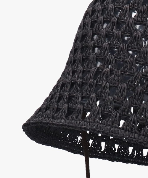 OVERRIDE（オーバーライド）の「OVERRIDE PAPER CROCHET ROUGH TULIP / オーバーライド（ハット・レディース・ブラック/ベージュ/ライトグリーン・58cm）」の8枚目の写真