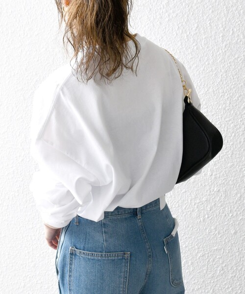 SHIPS any（シップス エニィ）の「【WEB限定】SHIPS any: BLAH BLAH BLAH.ワンポイント 刺繍 ルーズ Tシャツ (ロンT)◇（Tシャツ/カットソー・メンズ・ライトホワイト/ライトグレー/ダークグレー/ホワイト/ブラック/グリーン/ネイビー/チャコールグレー/ライトブルー・MEDIUM/SMALL/X-LARGE/LARGE）」の12枚目の写真