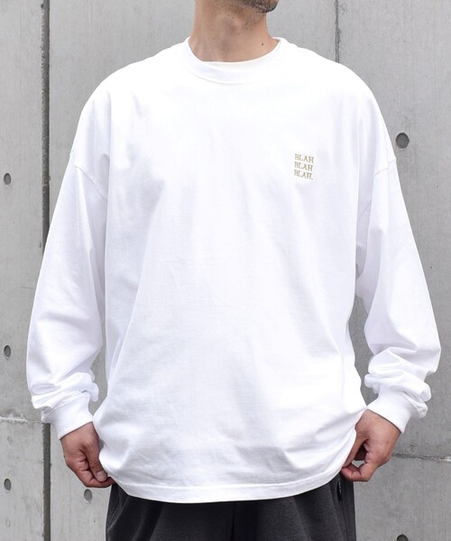 SHIPS any（シップス エニィ）の「【WEB限定】SHIPS any: BLAH BLAH BLAH.ワンポイント 刺繍 ルーズ Tシャツ (ロンT)◇（Tシャツ/カットソー・メンズ・ライトホワイト/ライトグレー/ダークグレー/ホワイト/ブラック/グリーン/ネイビー/チャコールグレー/ライトブルー・MEDIUM/SMALL/X-LARGE/LARGE）」の18枚目の写真