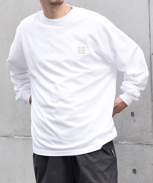 SHIPS any（シップス エニィ）の「【WEB限定】SHIPS any: BLAH BLAH BLAH.ワンポイント 刺繍 ルーズ Tシャツ (ロンT)◇（Tシャツ/カットソー・メンズ・ライトホワイト/ライトグレー/ダークグレー/ホワイト/ブラック/グリーン/ネイビー/チャコールグレー/ライトブルー・MEDIUM/SMALL/X-LARGE/LARGE）」の19枚目の写真