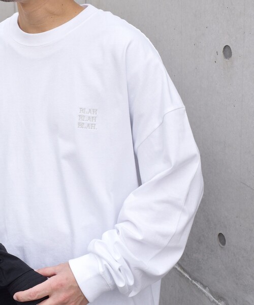 SHIPS any(シップス エニィ)の「【WEB限定】BLAH BLAH BLAH.ワンポイント 刺繍 ルーズ Tシャツ (ロンT)◆(Tシャツ/カットソー・メンズ・ライトホワイト/ライトグレー/ダークグレー/ホワイト/ブラック/グリーン/ネイビー/チャコールグレー/ライトブルー・MEDIUM/SMALL/X-LARGE/LARGE)」の20枚目の写真
