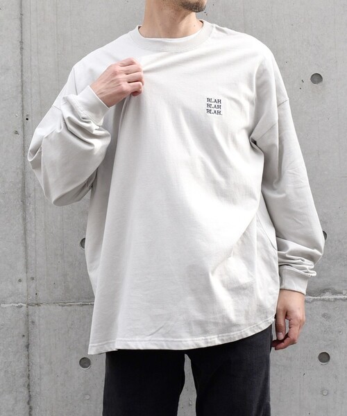 SHIPS any(シップス エニィ)の「【WEB限定】SHIPS any: BLAH BLAH BLAH.ワンポイント 刺繍 ルーズ Tシャツ (ロンT)◇(Tシャツ/カットソー・メンズ・ライトホワイト/ライトグレー/ダークグレー/ホワイト/ブラック/グリーン/ネイビー/チャコールグレー/ライトブルー・MEDIUM/SMALL/X-LARGE/LARGE)」の14枚目の写真