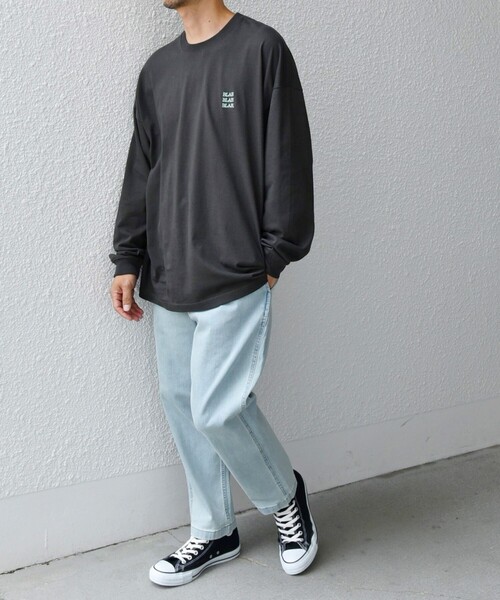 SHIPS any(シップス エニィ)の「【WEB限定】SHIPS any: BLAH BLAH BLAH.ワンポイント 刺繍 ルーズ Tシャツ (ロンT)◇(Tシャツ/カットソー・メンズ・ライトホワイト/ライトグレー/ダークグレー/ホワイト/ブラック/グリーン/ネイビー/チャコールグレー/ライトブルー・MEDIUM/SMALL/X-LARGE/LARGE)」の12枚目の写真
