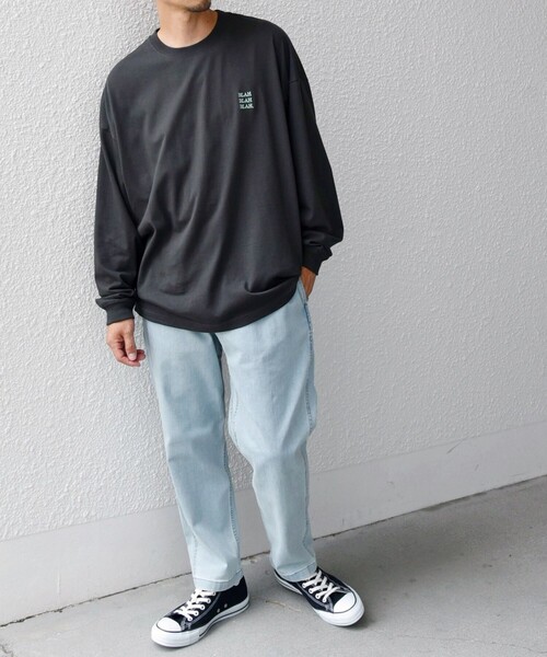 SHIPS any(シップス エニィ)の「【WEB限定】SHIPS any: BLAH BLAH BLAH.ワンポイント 刺繍 ルーズ Tシャツ (ロンT)◇(Tシャツ/カットソー・メンズ・ライトホワイト/ライトグレー/ダークグレー/ホワイト/ブラック/グリーン/ネイビー/チャコールグレー/ライトブルー・MEDIUM/SMALL/X-LARGE/LARGE)」の11枚目の写真