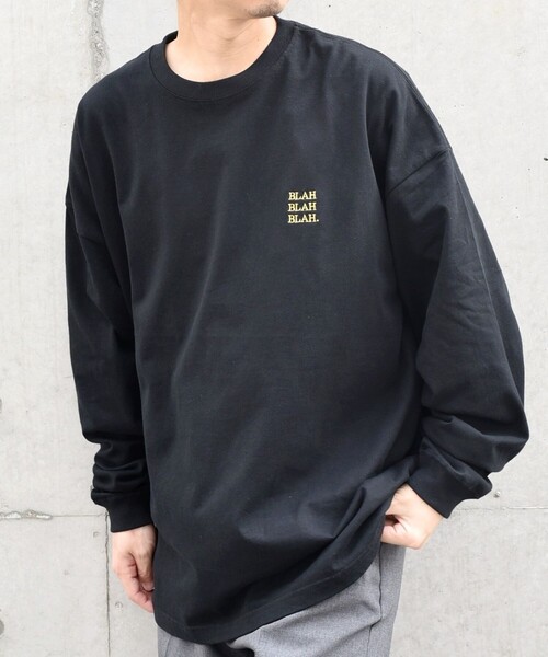 WEB限定】SHIPS any: BLAH BLAH BLAH.ワンポイント 刺繍 ルーズ T