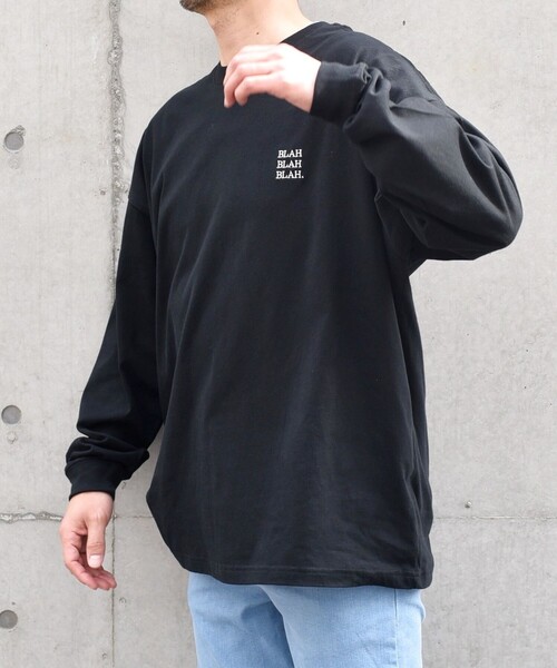 WEB限定】SHIPS any: BLAH BLAH BLAH.ワンポイント 刺繍 ルーズ T
