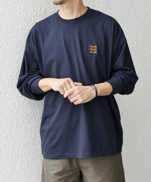 WEB限定】SHIPS any: BLAH BLAH BLAH.ワンポイント 刺繍 ルーズ T