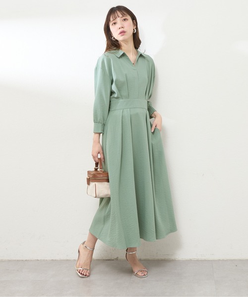 natural couture（ナチュラルクチュール）の「スキッパー衿7分袖ワンピース（ワンピース・レディース・ラベンダー/ミント/その他1/その他2/ドット/ブラック・FREE）」の3枚目の写真