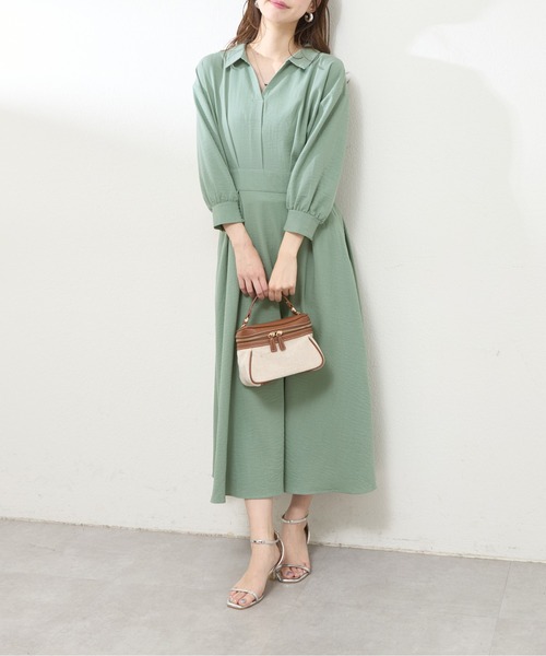 natural couture（ナチュラルクチュール）の「スキッパー衿7分袖ワンピース（ワンピース・レディース・ラベンダー/ミント/その他1/その他2/ドット/ブラック・FREE）」の11枚目の写真