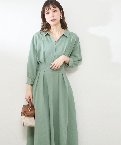 natural couture（ナチュラルクチュール）の「スキッパー衿7分袖ワンピース（ワンピース・レディース・ラベンダー/ミント/その他1/その他2/ドット/ブラック・FREE）」の13枚目の写真