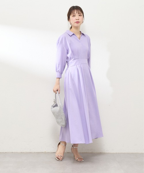natural couture（ナチュラルクチュール）の「スキッパー衿7分袖ワンピース（ワンピース・レディース・ラベンダー/ミント/その他1/その他2/ドット/ブラック・FREE）」の19枚目の写真
