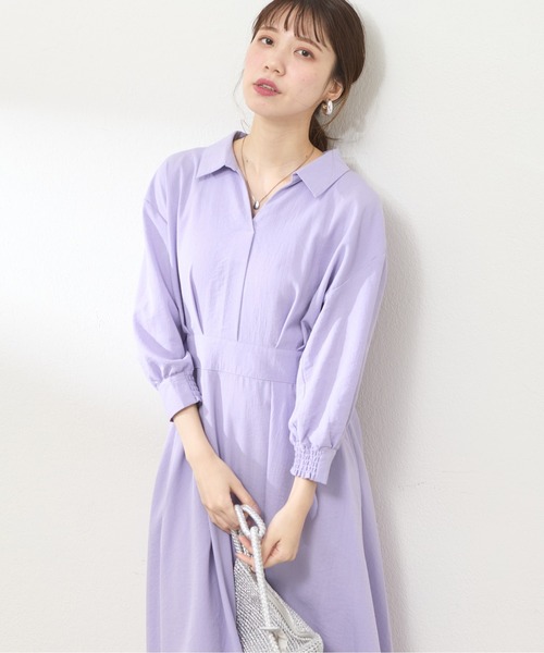 natural couture（ナチュラルクチュール）の「スキッパー衿7分袖ワンピース（ワンピース・レディース・ラベンダー/ミント/その他1/その他2/ドット/ブラック・FREE）」の21枚目の写真