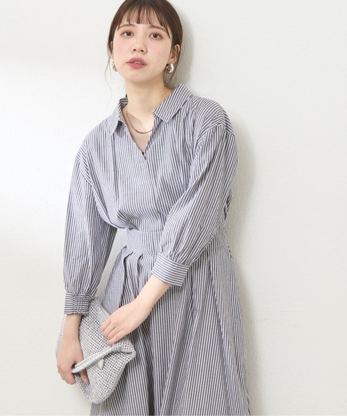 セール】スキッパー衿7分袖ワンピース（ワンピース）｜natural couture