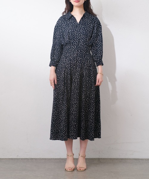 セール】スキッパー衿7分袖ワンピース（ワンピース）｜natural