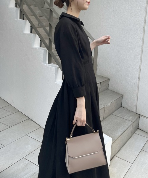 natural couture（ナチュラルクチュール）の「スキッパー衿7分袖ワンピース（ワンピース・レディース・ラベンダー/ミント/その他1/その他2/ドット/ブラック・FREE）」の10枚目の写真