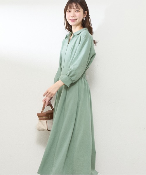 natural couture（ナチュラルクチュール）の「スキッパー衿7分袖ワンピース（ワンピース・レディース・ラベンダー/ミント/その他1/その他2/ドット/ブラック・FREE）」の12枚目の写真