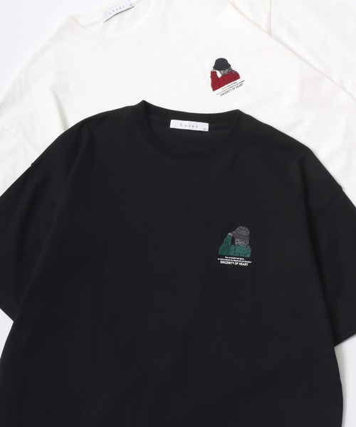 Lazar（ラザル）の「Lazar 別注 Street Girl Tee/オーバーサイズ ストリートガール ワンポイント刺繍 バックプリント 半袖Tシャツ/レディース メンズ（Tシャツ/カットソー・レディース・ブラック系その他/ブルー/ホワイト系その他2/ブラック系その他3/ブラック/ブラック系その他2/ホワイト/グリーン/ホワイト系その他/ホワイト系その他3/グリーン系その他/ブルー系その他・M/L/LL）」の6枚目の写真