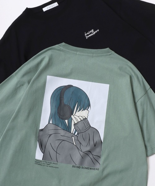 Lazar（ラザル）の「Lazar 別注 Street Girl Tee/オーバーサイズ ストリートガール ワンポイント刺繍 バックプリント 半袖Tシャツ/レディース メンズ（Tシャツ/カットソー・レディース・ブラック系その他/ブルー/ホワイト系その他2/ブラック系その他3/ブラック/ブラック系その他2/ホワイト/グリーン/ホワイト系その他/ホワイト系その他3/グリーン系その他/ブルー系その他・M/L/LL）」の10枚目の写真