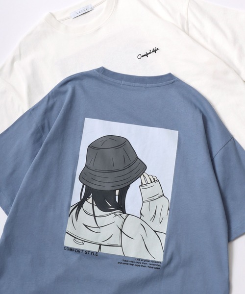 Lazar（ラザル）の「Lazar 別注 Street Girl Tee/オーバーサイズ ストリートガール ワンポイント刺繍 バックプリント 半袖Tシャツ/レディース メンズ（Tシャツ/カットソー・レディース・ブラック系その他/ブルー/ホワイト系その他2/ブラック系その他3/ブラック/ブラック系その他2/ホワイト/グリーン/ホワイト系その他/ホワイト系その他3/グリーン系その他/ブルー系その他・M/L/LL）」の12枚目の写真