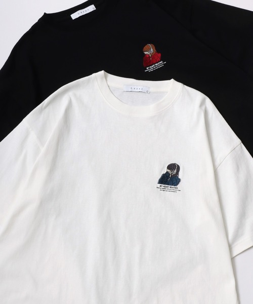 Lazar（ラザル）の「Lazar 別注 Street Girl Tee/オーバーサイズ ストリートガール ワンポイント刺繍 バックプリント 半袖Tシャツ/レディース メンズ（Tシャツ/カットソー・レディース・ブラック系その他/ブルー/ホワイト系その他2/ブラック系その他3/ブラック/ブラック系その他2/ホワイト/グリーン/ホワイト系その他/ホワイト系その他3/グリーン系その他/ブルー系その他・M/L/LL）」の2枚目の写真