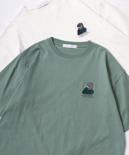 Lazar（ラザル）の「Lazar 別注 Street Girl Tee/オーバーサイズ ストリートガール ワンポイント刺繍 バックプリント 半袖Tシャツ/レディース メンズ（Tシャツ/カットソー・レディース・ブラック系その他/ブルー/ホワイト系その他2/ブラック系その他3/ブラック/ブラック系その他2/ホワイト/グリーン/ホワイト系その他/ホワイト系その他3/グリーン系その他/ブルー系その他・M/L/LL）」の9枚目の写真