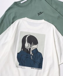 Lazar 別注 Street Girl Tee/オーバーサイズ ストリートガール ワンポイント刺繍 バックプリント 半袖Tシャツ/レディース メンズ