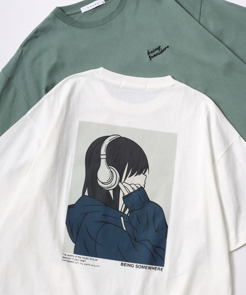Lazar（ラザル）の「Lazar 別注 Street Girl Tee/オーバーサイズ ストリートガール ワンポイント刺繍 バックプリント 半袖Tシャツ/レディース メンズ（Tシャツ/カットソー・レディース・ブラック系その他/ブルー/ホワイト系その他2/ブラック系その他3/ブラック/ブラック系その他2/ホワイト/グリーン/ホワイト系その他/ホワイト系その他3/グリーン系その他/ブルー系その他・M/L/LL）」の4枚目の写真