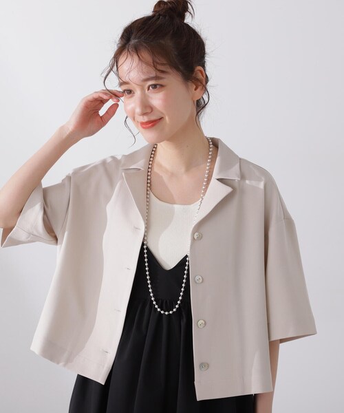 N.(N. Natural Beauty Basic)(エヌエヌナチュラルビューティーベーシック)の「◆クロップドゆる開襟シャツ(シャツ/ブラウス・レディース・ベージュ/チャコールグレー・MEDIUM)」の12枚目の写真