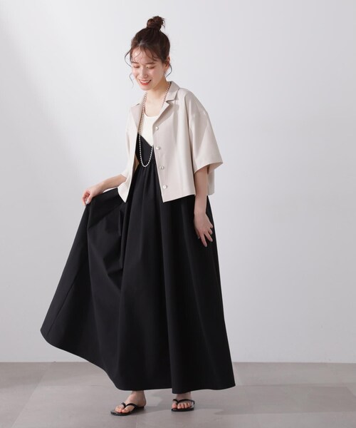 N.(N. Natural Beauty Basic)(エヌエヌナチュラルビューティーベーシック)の「◆クロップドゆる開襟シャツ(シャツ/ブラウス・レディース・ベージュ/チャコールグレー・MEDIUM)」の17枚目の写真